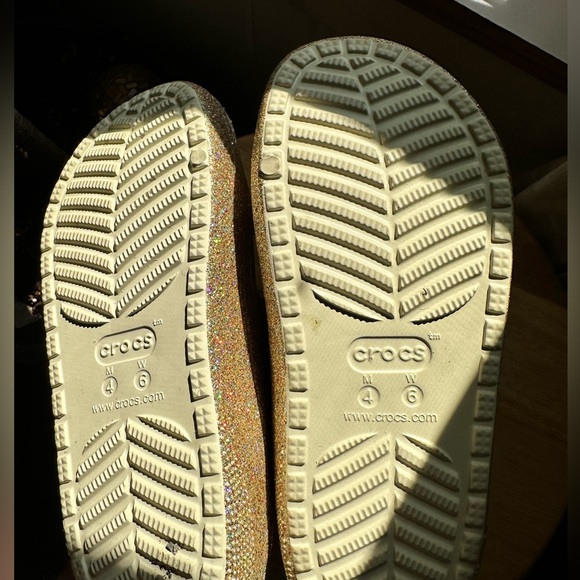 Gold Glitter CROCS lined sandals. Worn maybe once - perfect condition. - Picture 3 of 6
